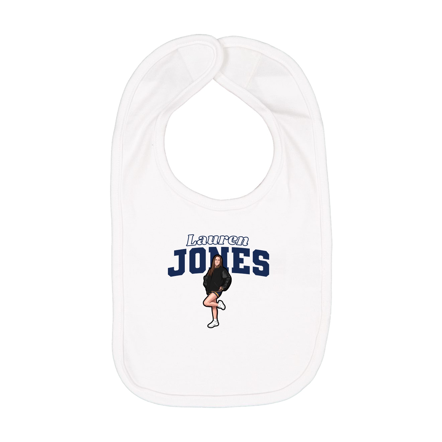 Infant Bib — Name Arch in White