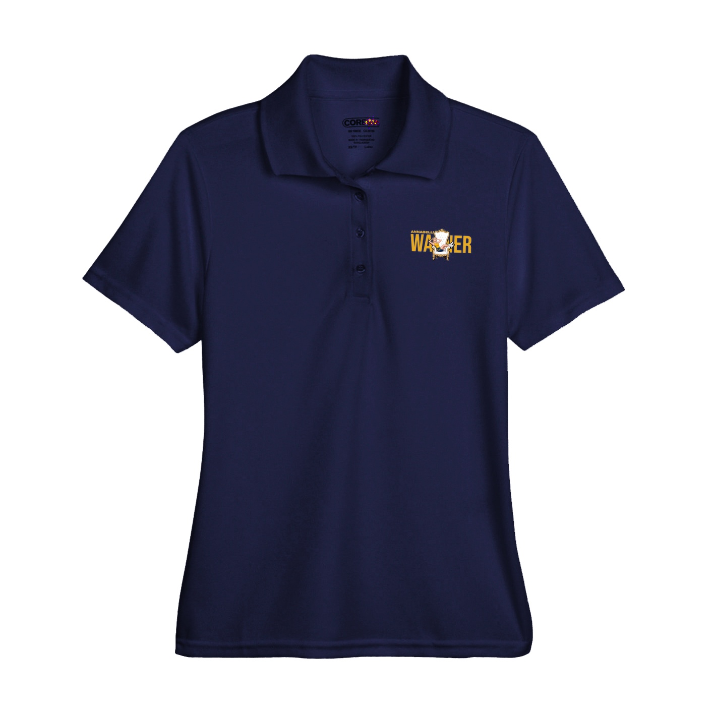 Womens Performance Polo — Player Name in Navy