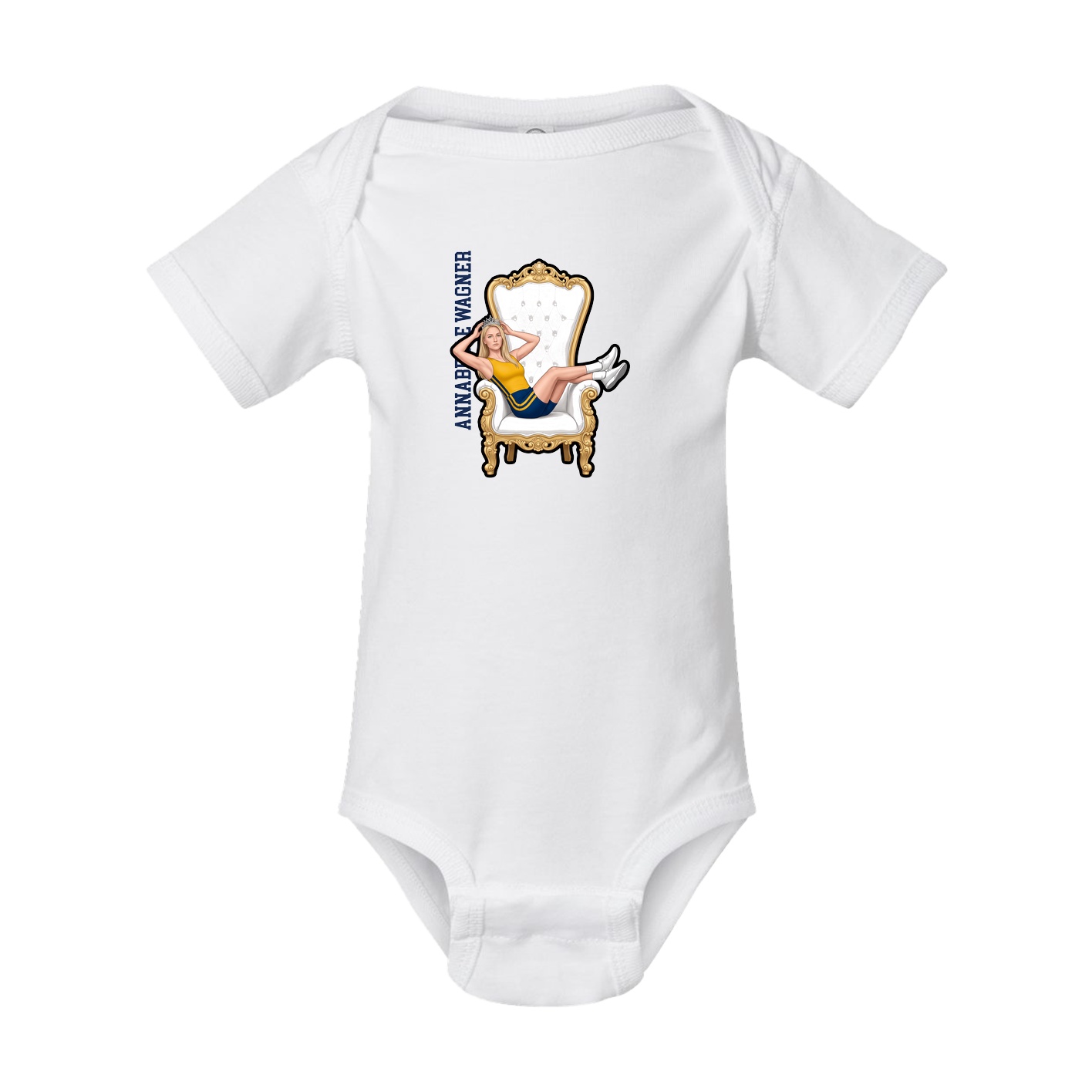 Baby Onesie — Name Vertical in White