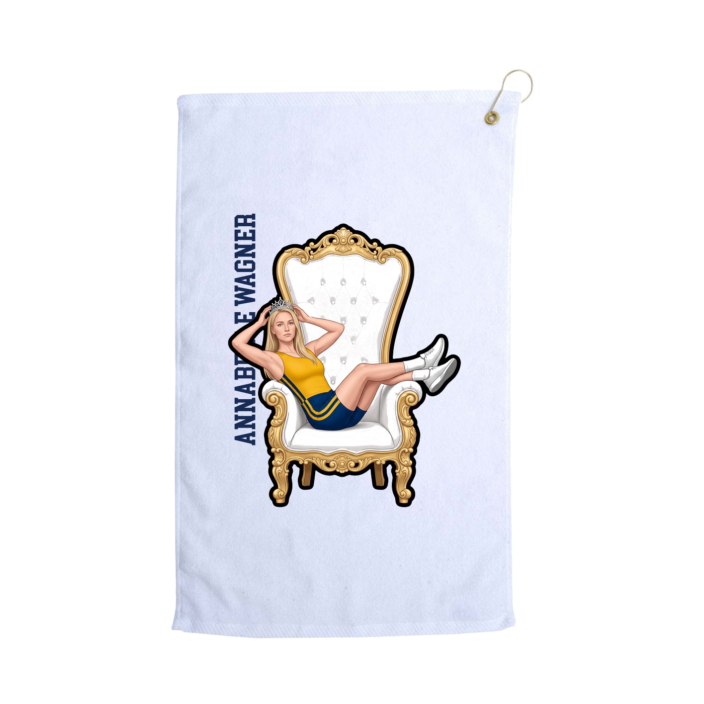 Golf Towel — Name Vertical in White
