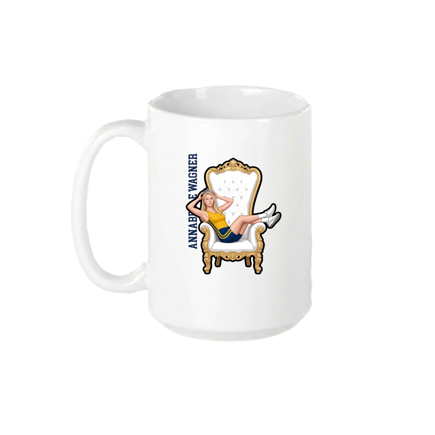15oz Coffee Mug — Name Vertical in White