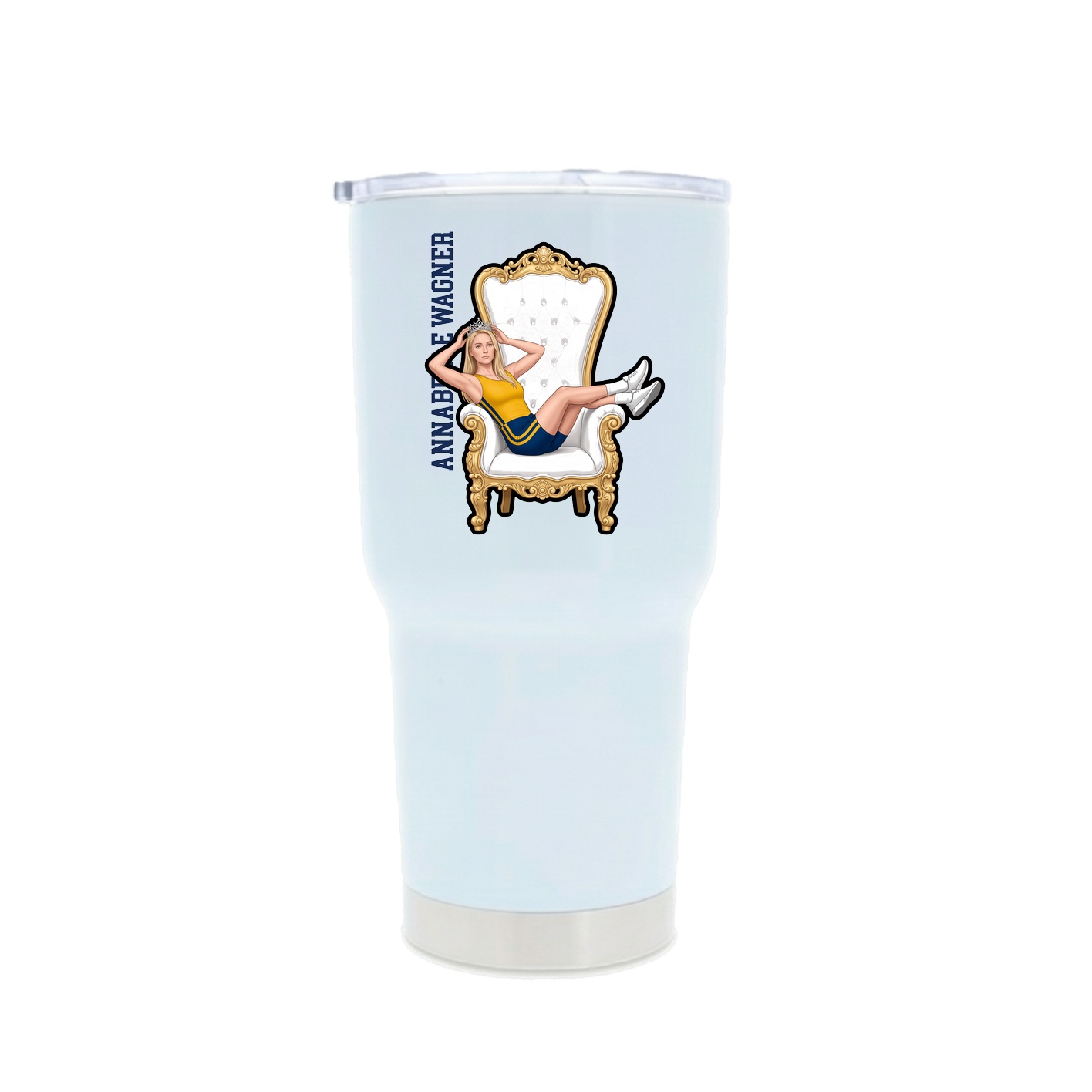 30oz Stainless Steel Tumbler — Name Vertical in White