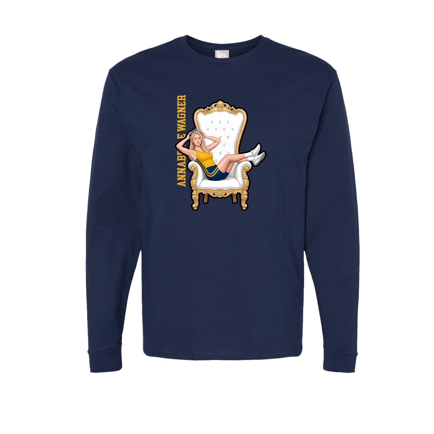 Long Sleeve Tee — Name Vertical in Navy