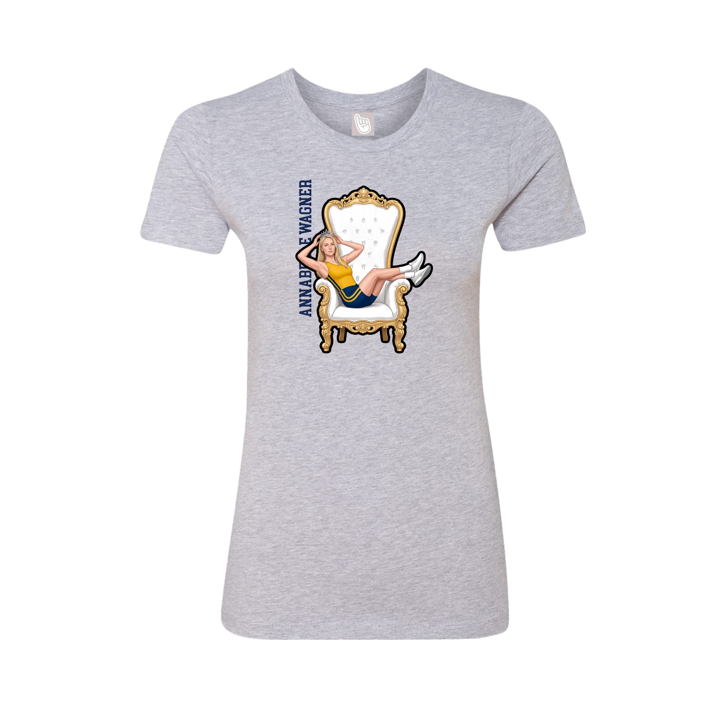 Fitted Women's Tee — Name Vertical in Grey