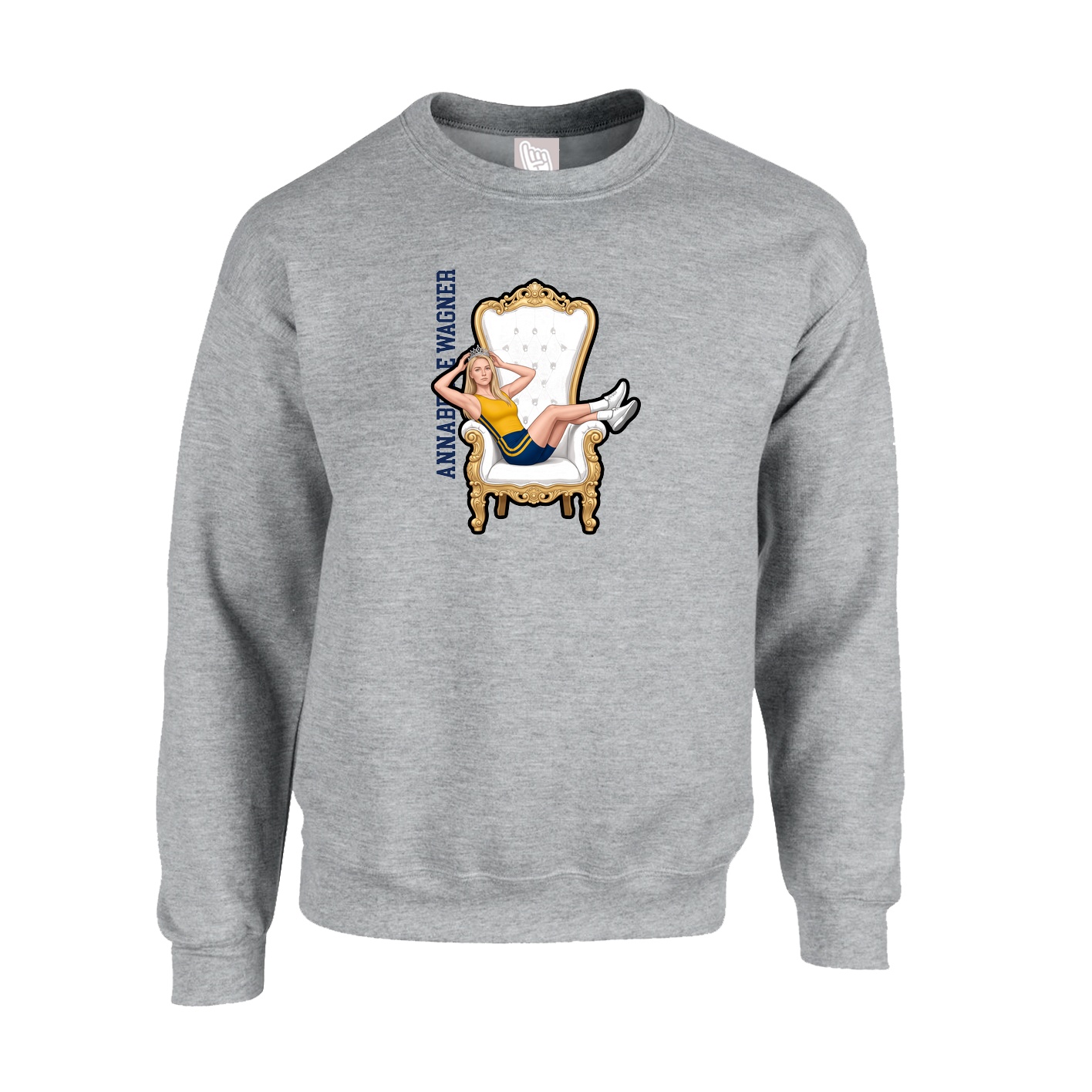 Fleece Crew — Name Vertical in Grey