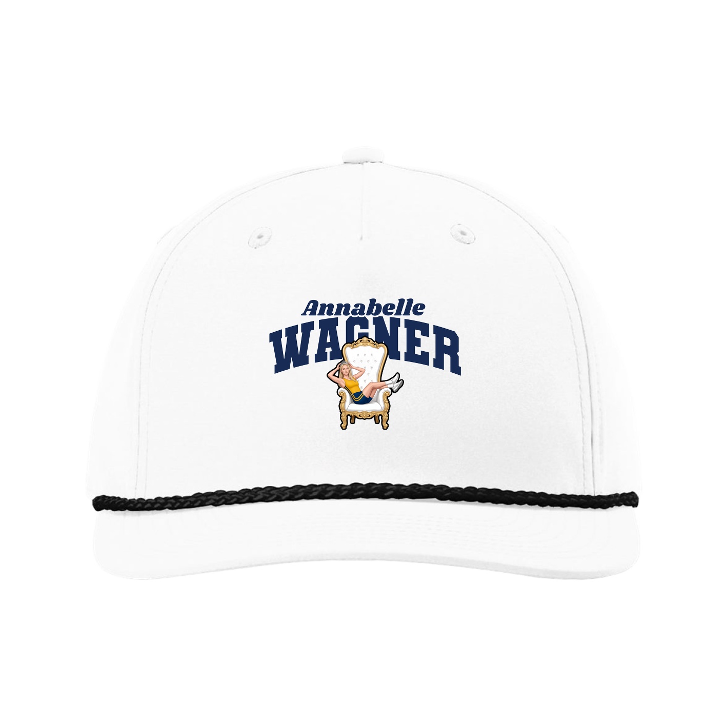 Five-Panel Classic Rope Cap — Signature Arch in White