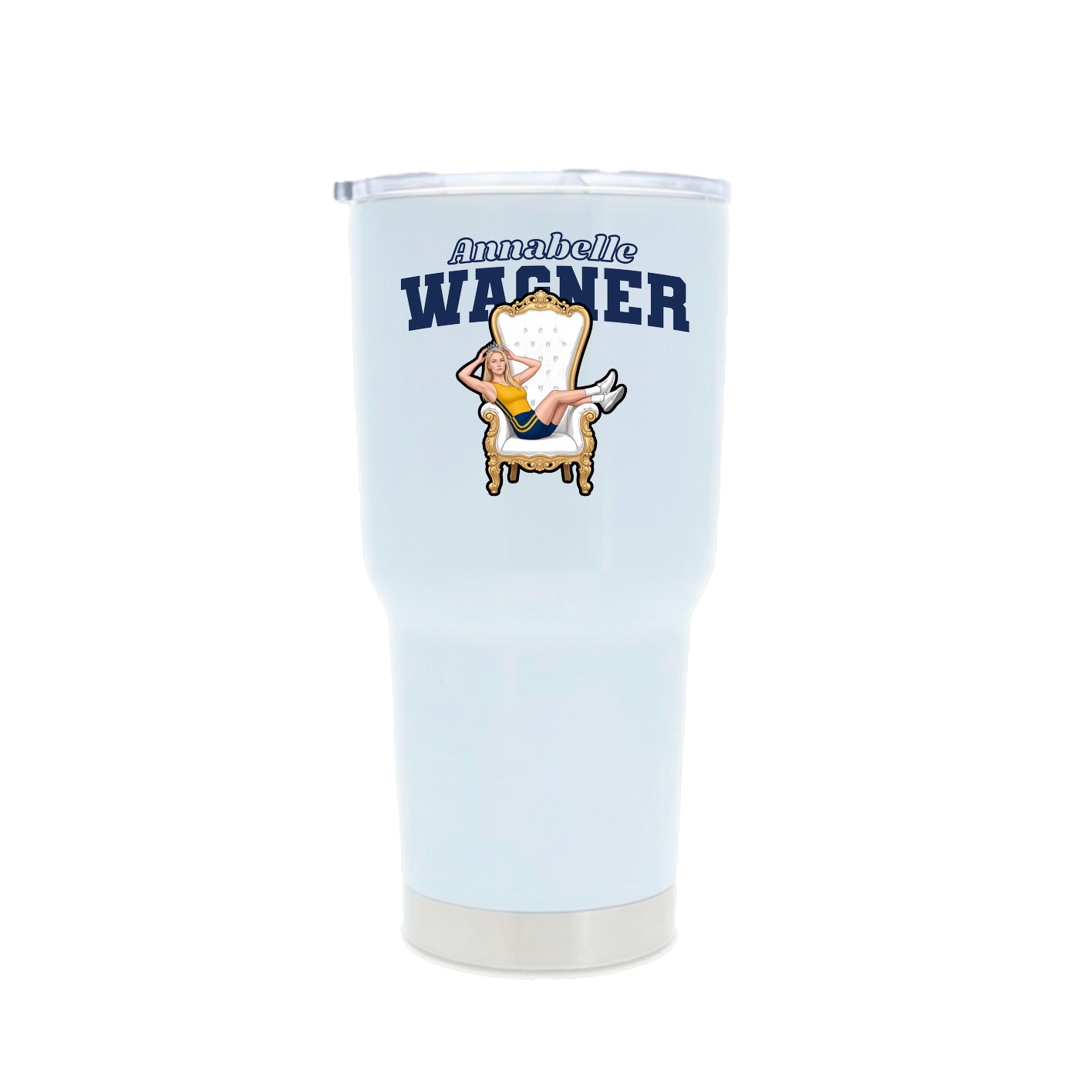 30oz Stainless Steel Tumbler — Name Arch in White