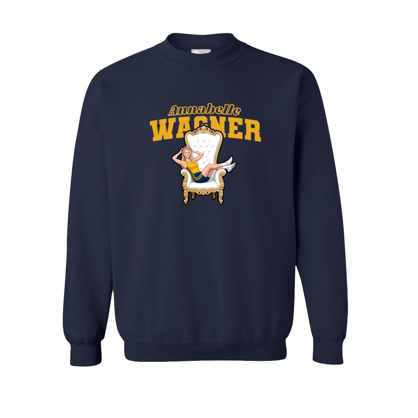 Fleece Crew — Name Arch in Navy