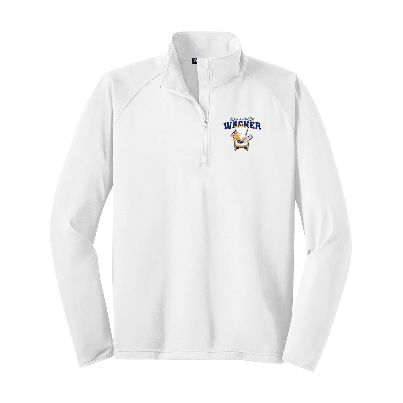 Q-Zip Pullover — Name Arch in White
