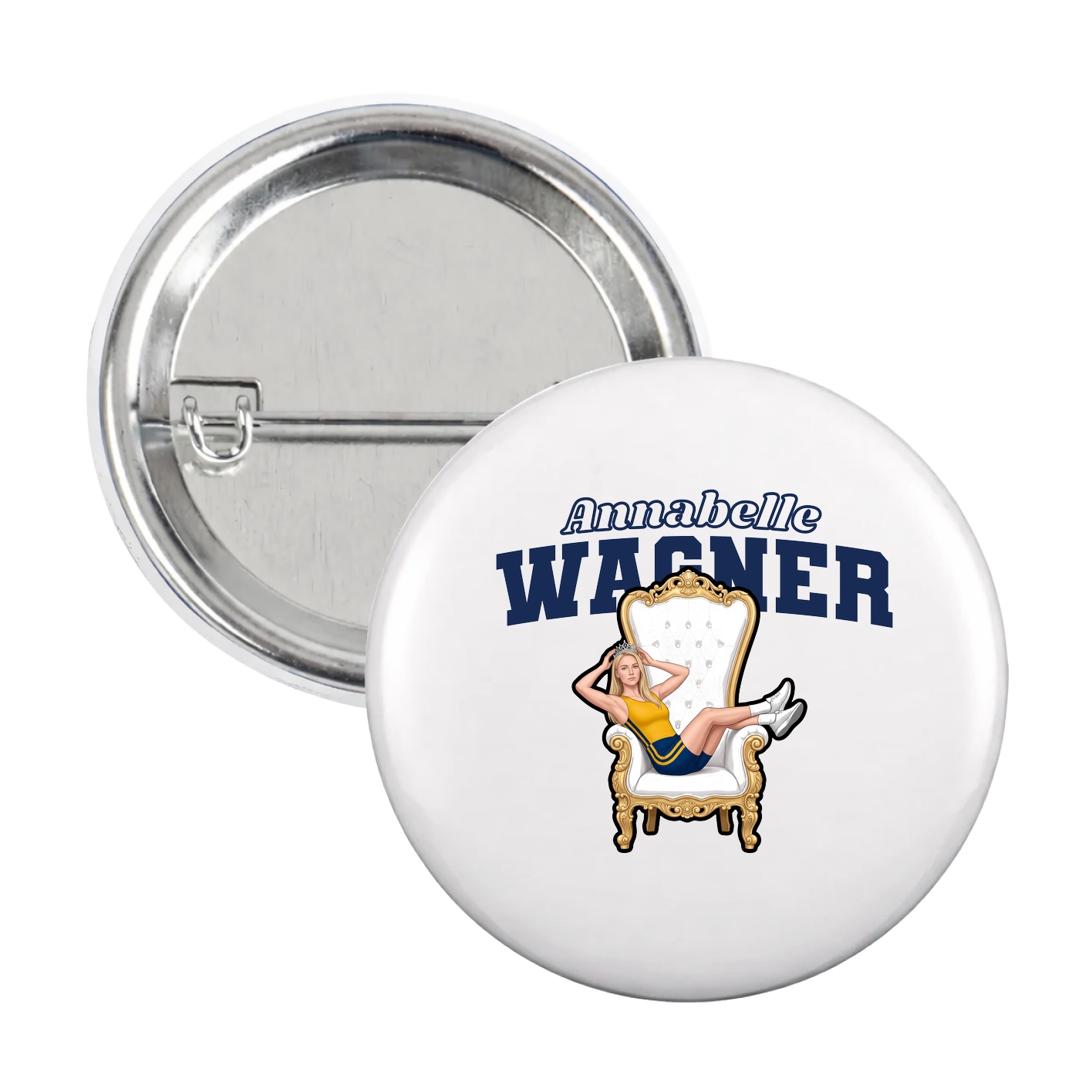 Game Day Button — Name Arch in White