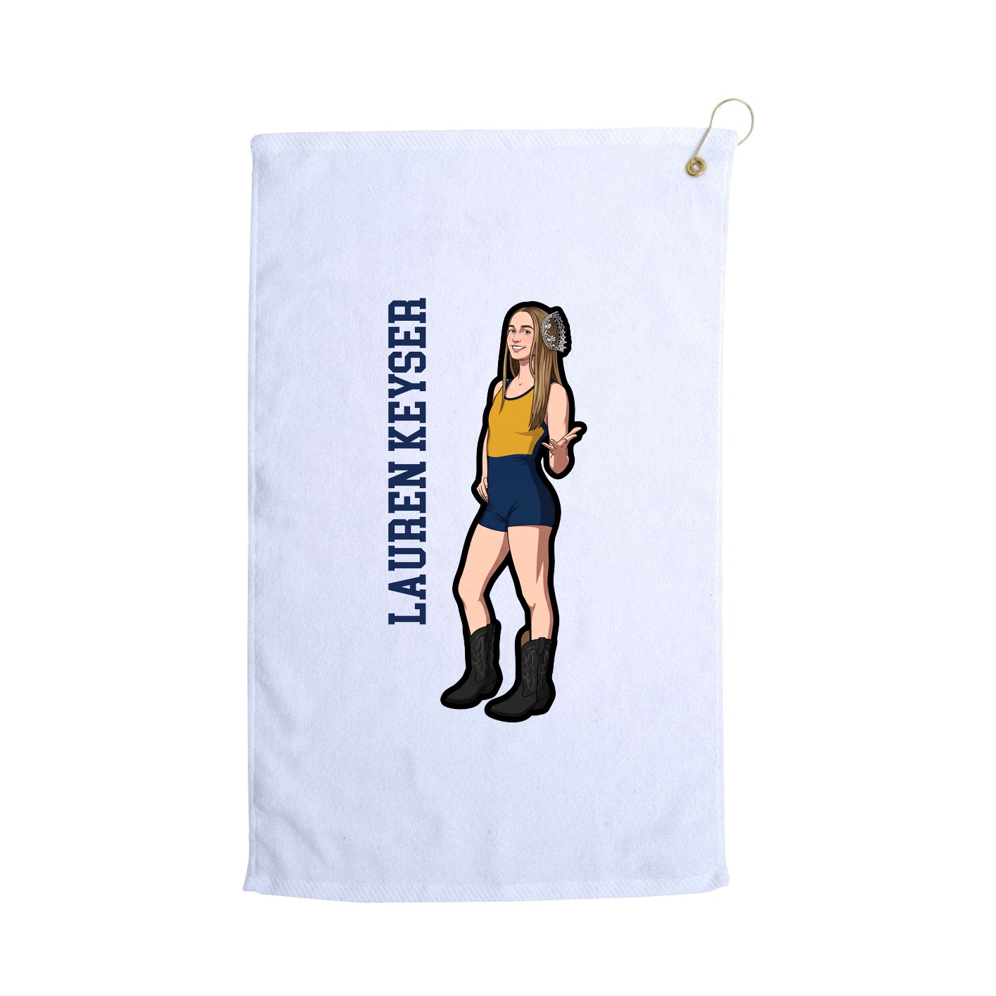 Golf Towel — Name Vertical in White