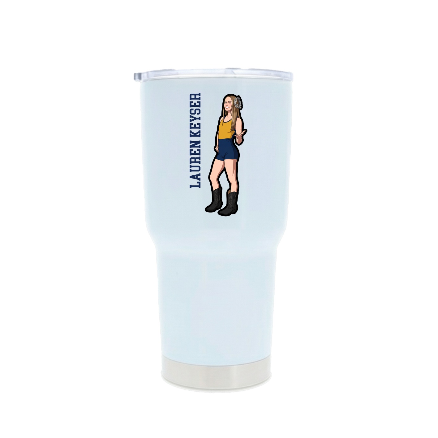 30oz Stainless Steel Tumbler — Name Vertical in White