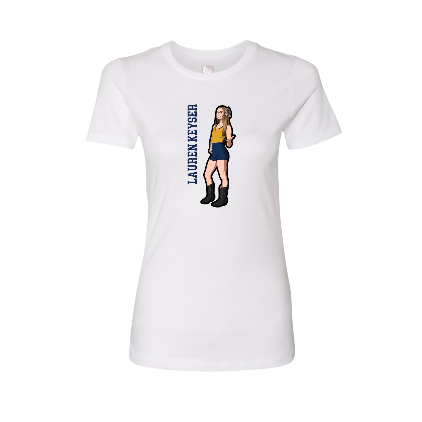 Fitted Women's Tee — Name Vertical in White