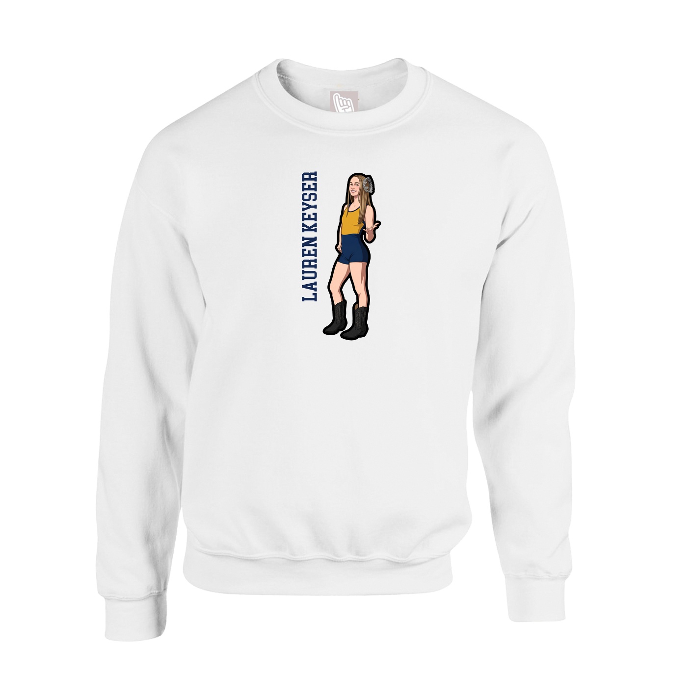 Fleece Crew — Name Vertical in White