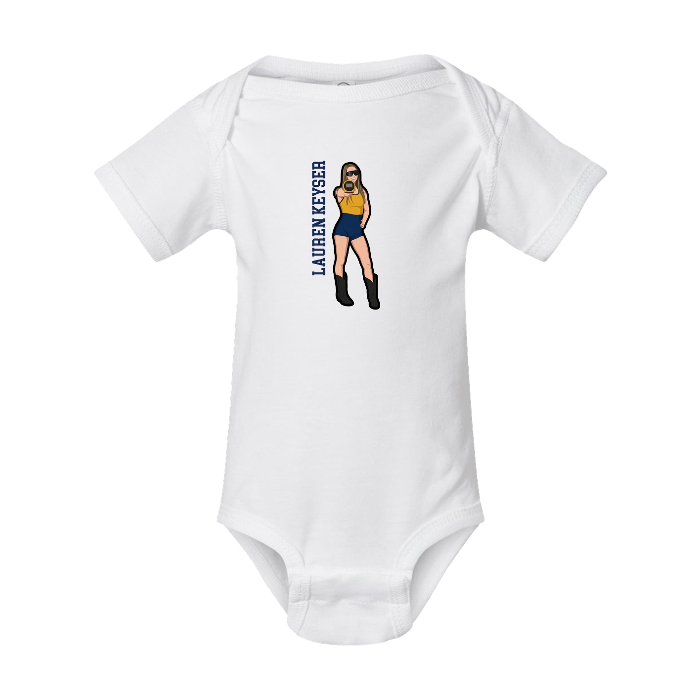 Baby Onesie — Name Vertical in White