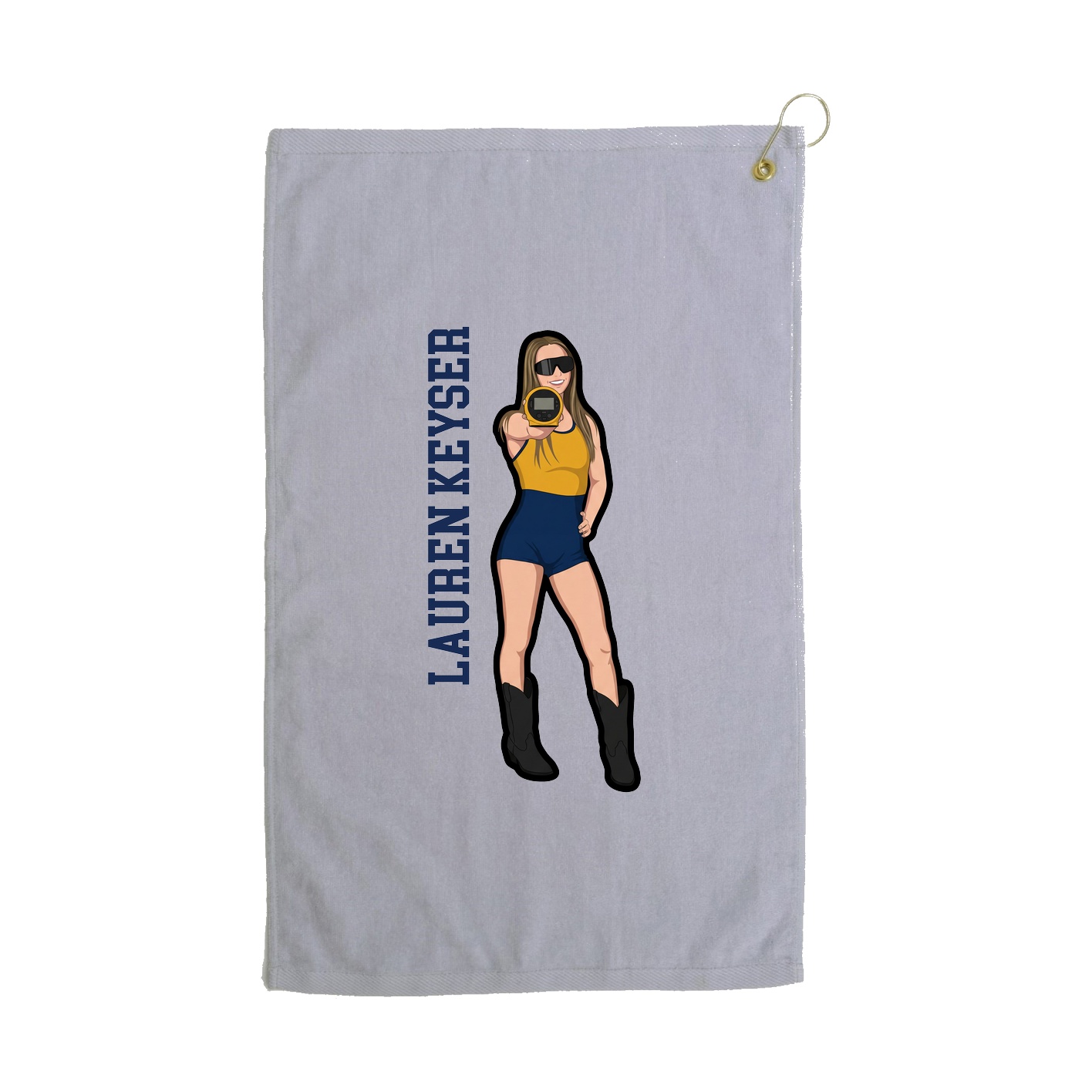 Golf Towel — Name Vertical in Grey