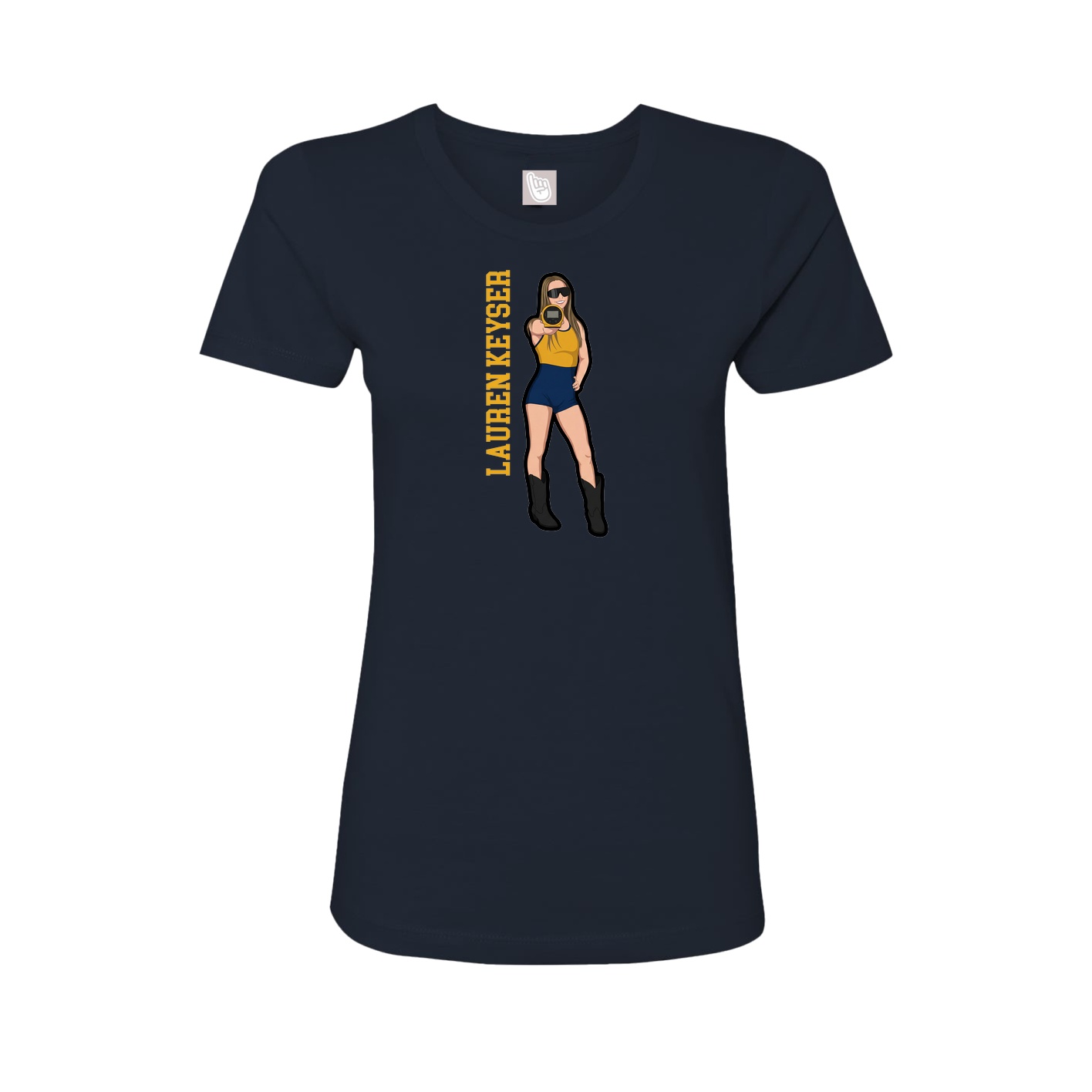 Fitted Women's Tee — Name Vertical in Navy