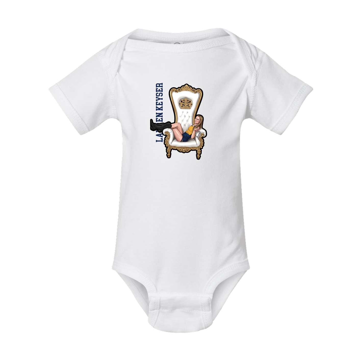 Baby Onesie — Name Vertical in White