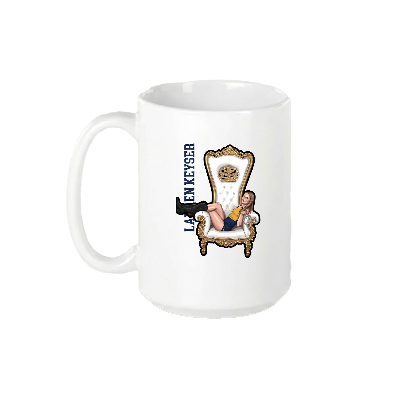 15oz Coffee Mug — Name Vertical in White
