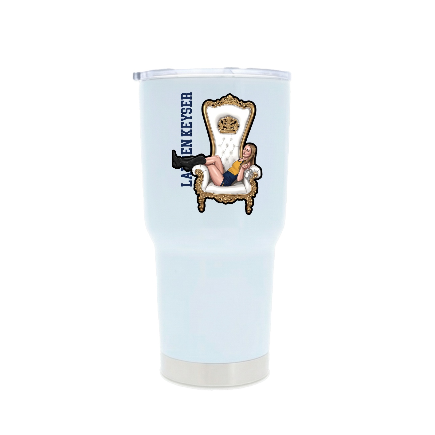 30oz Stainless Steel Tumbler — Name Vertical in White