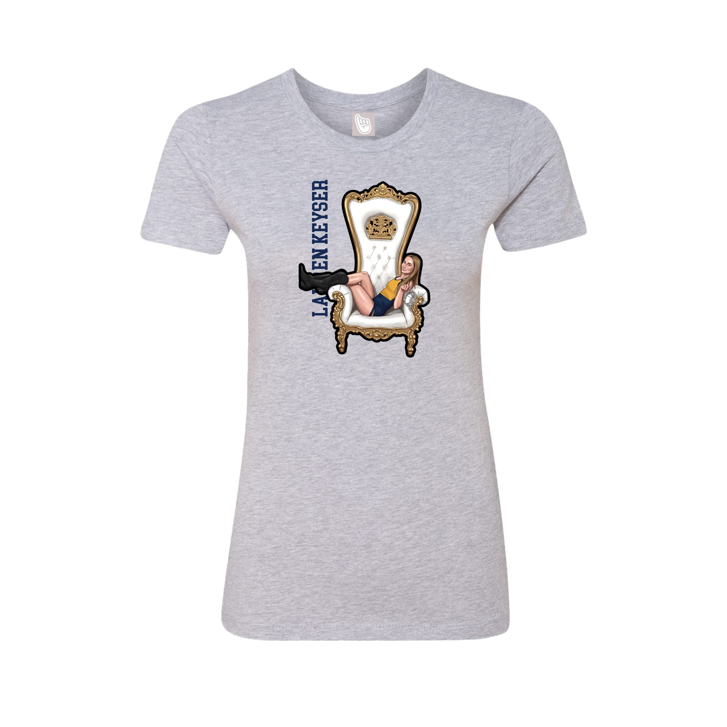 Fitted Women's Tee — Name Vertical in Grey