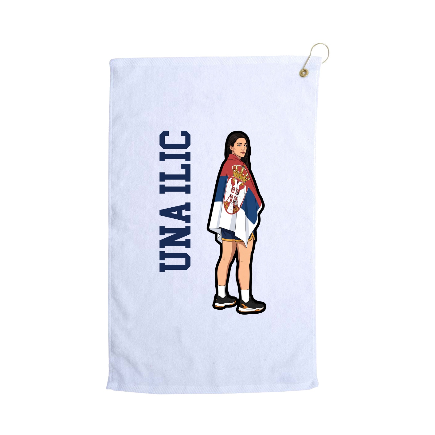 Golf Towel — Name Vertical in White