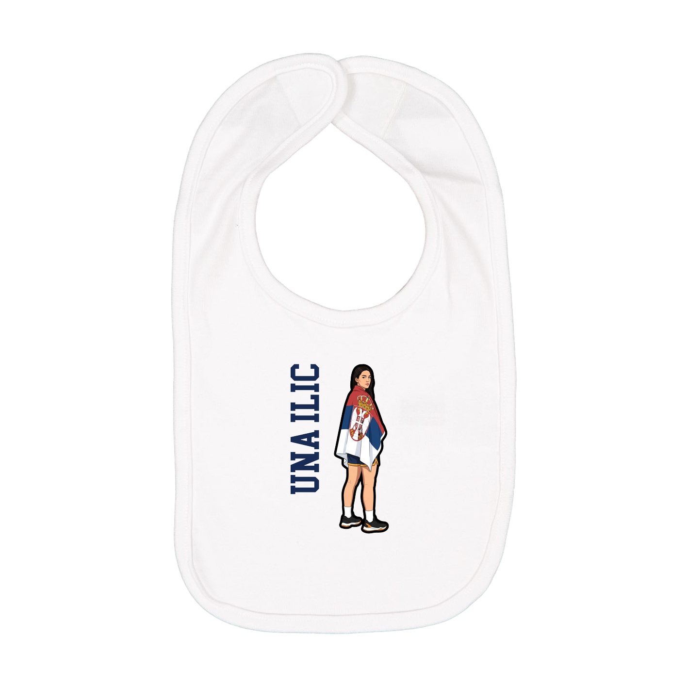 Infant Bib — Name Vertical in White