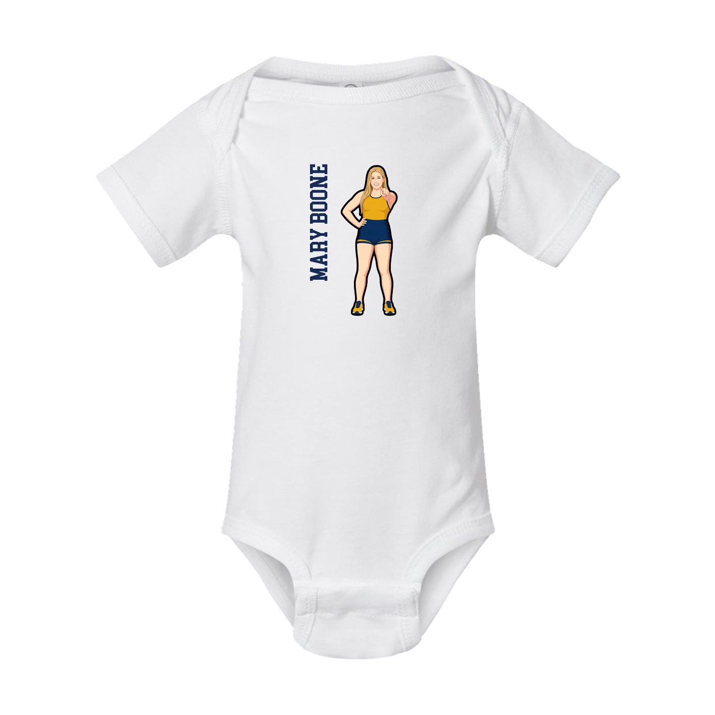 Baby Onesie — Name Vertical in White