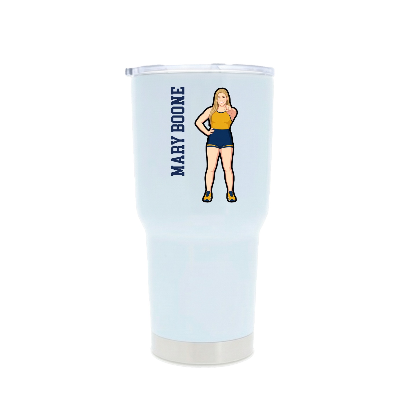 30oz Stainless Steel Tumbler — Name Vertical in White