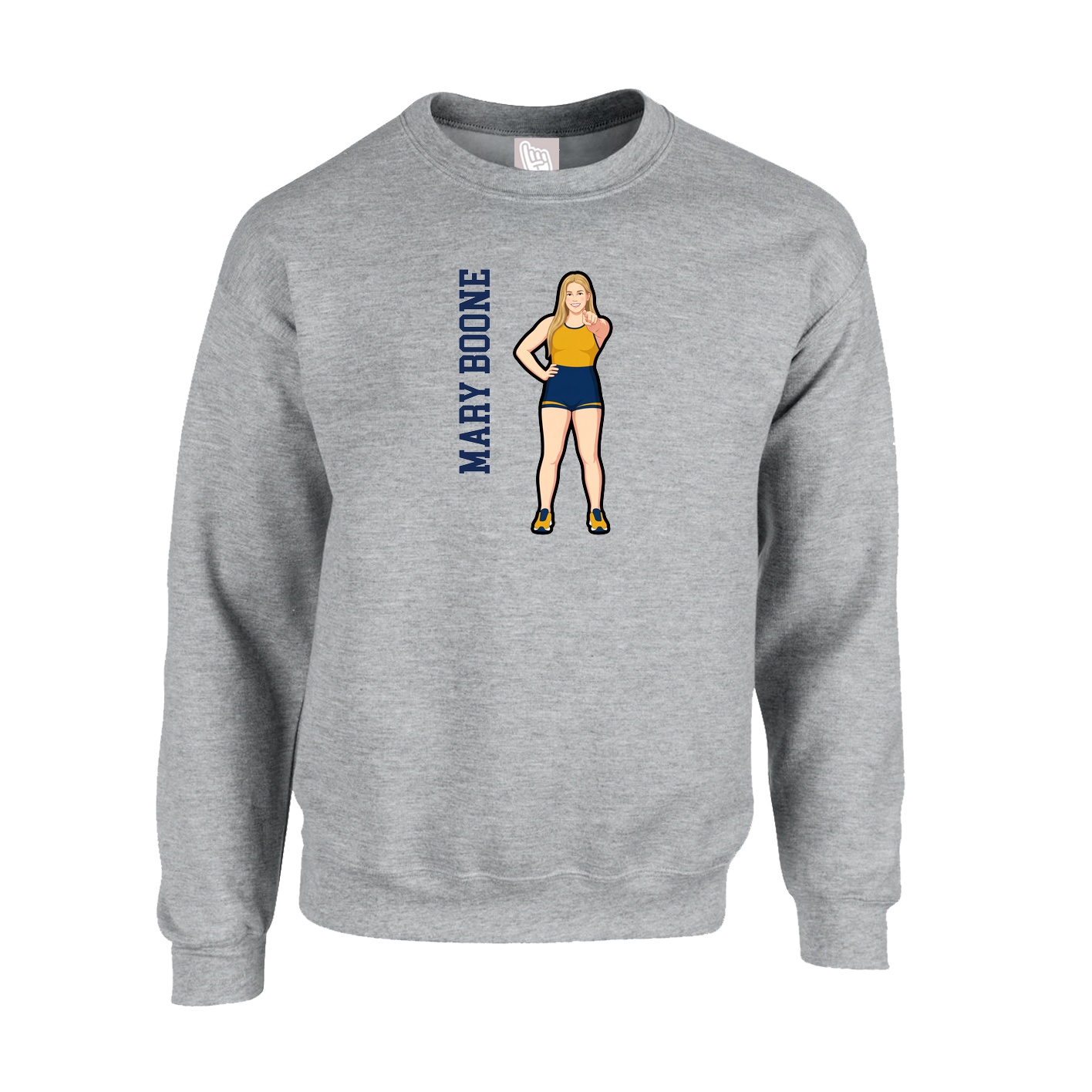 Fleece Crew — Name Vertical in Grey