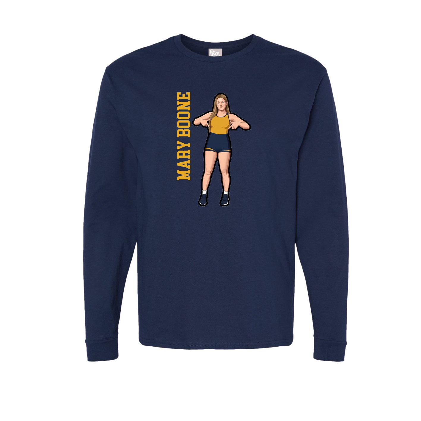 Long Sleeve Tee — Name Vertical in Navy