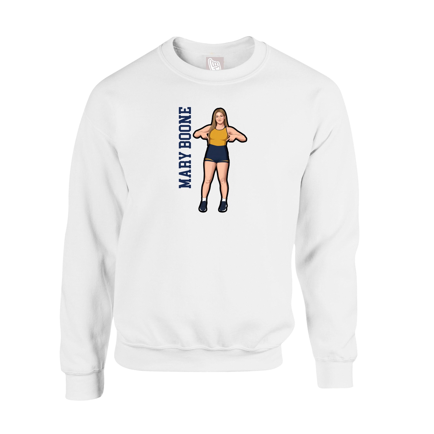 Fleece Crew — Name Vertical in White