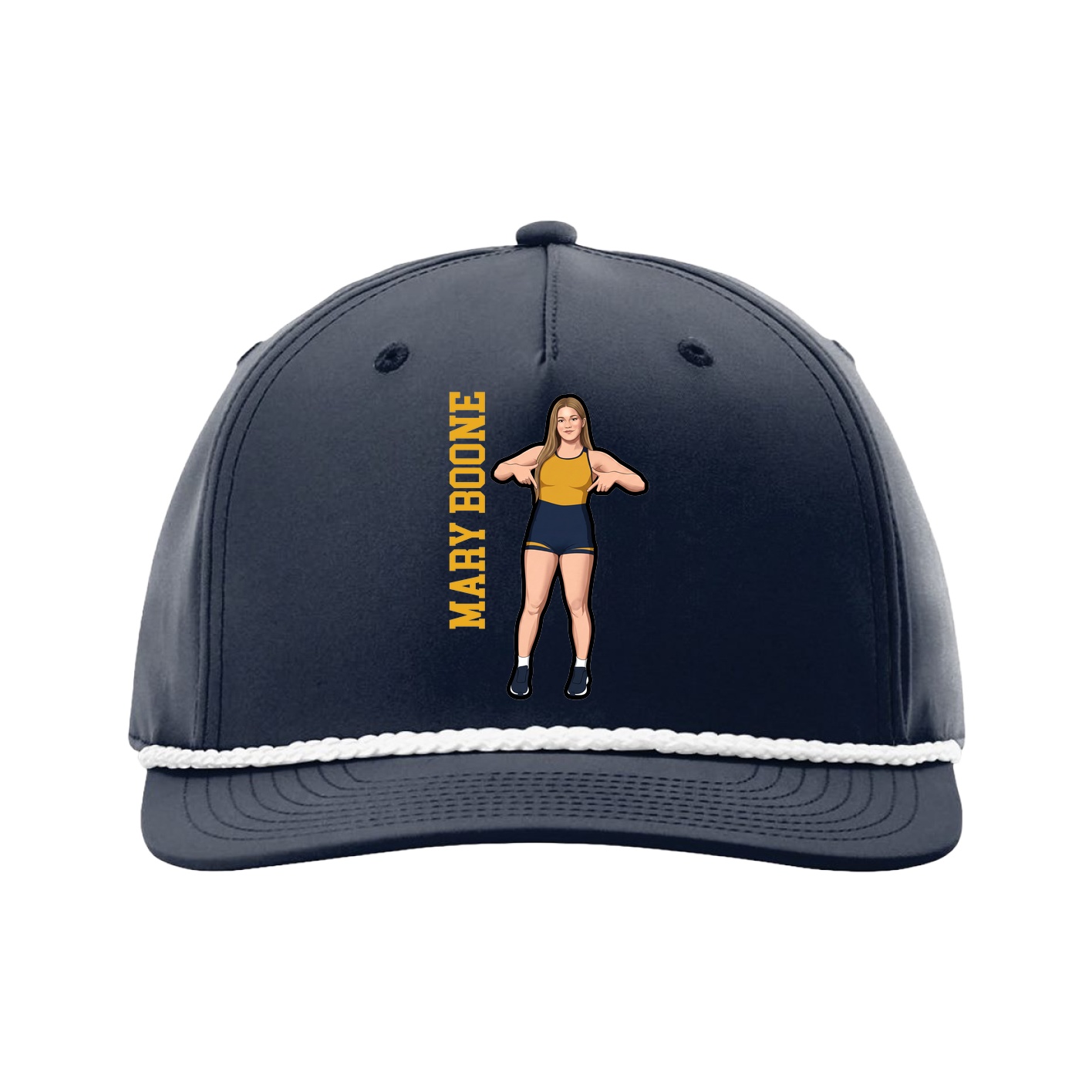 Five-Panel Classic Rope Cap — Name Vertical in Navy