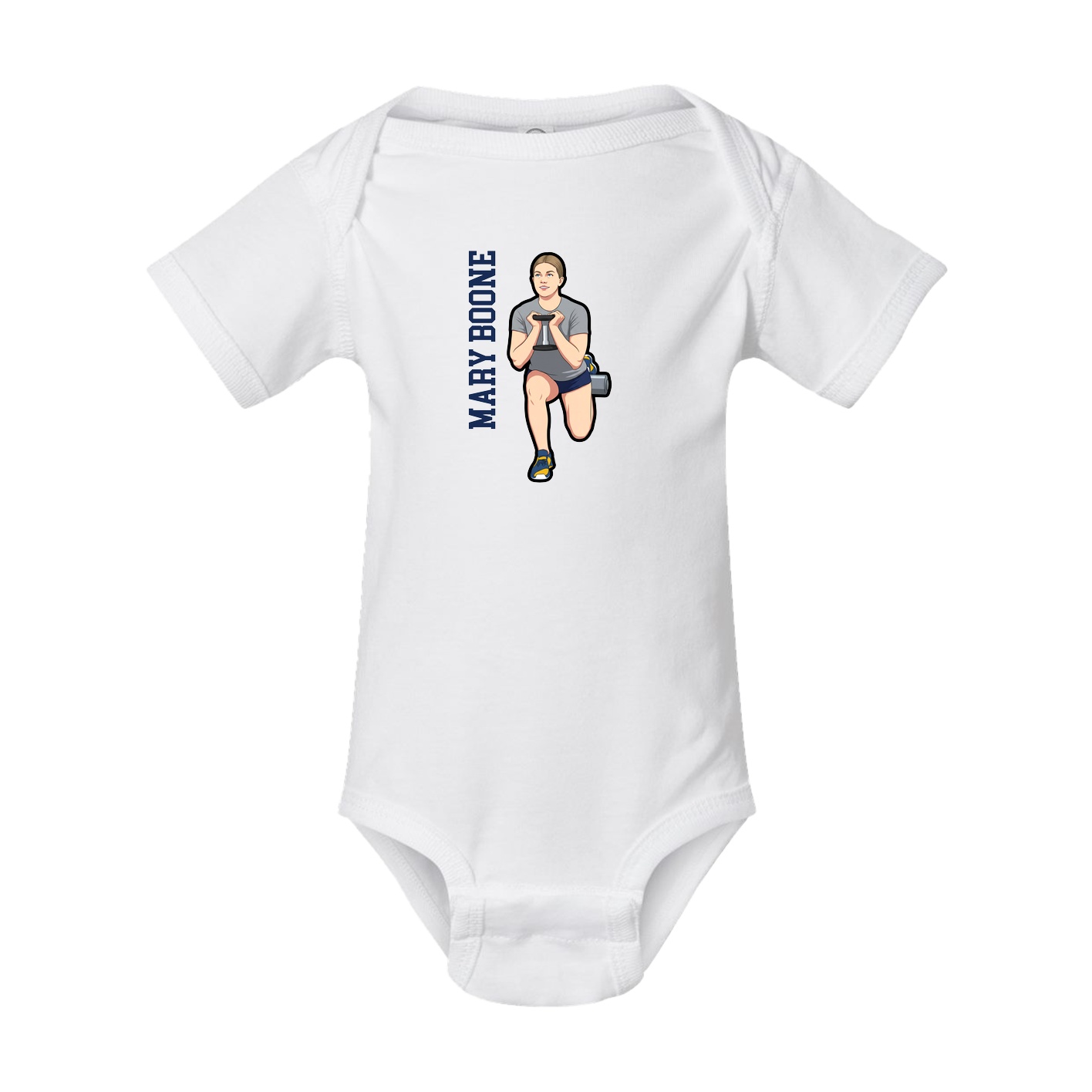 Baby Onesie — Name Vertical in White