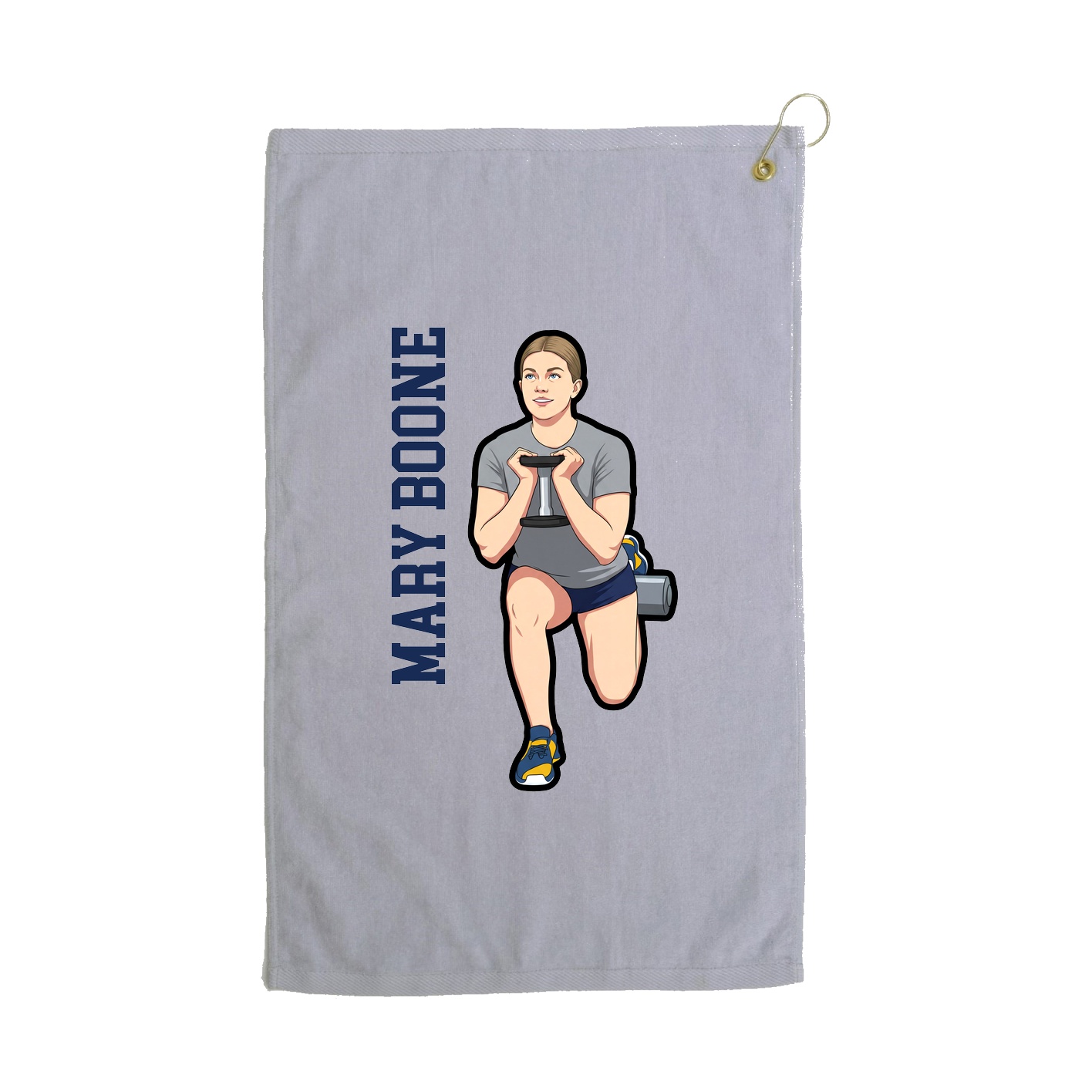 Golf Towel — Name Vertical in Grey