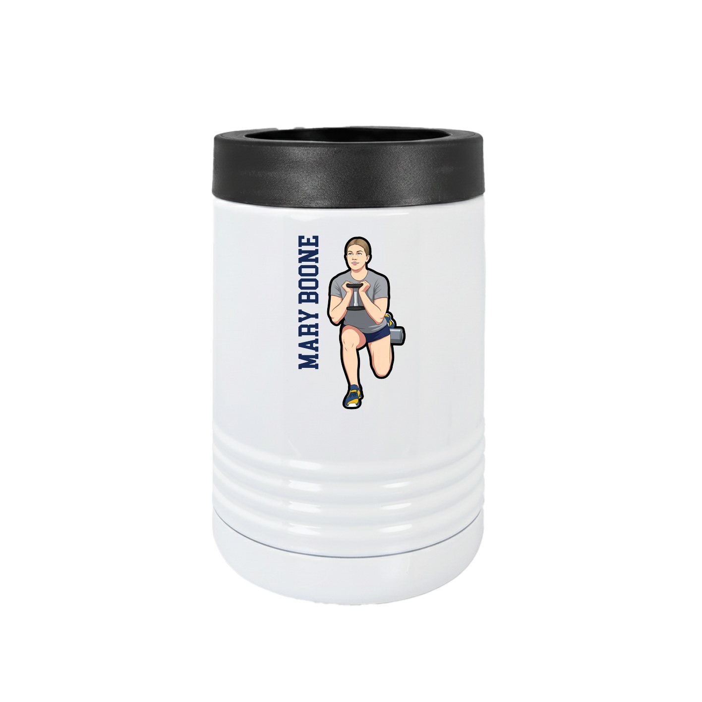Beverage Holder — Name Vertical in White
