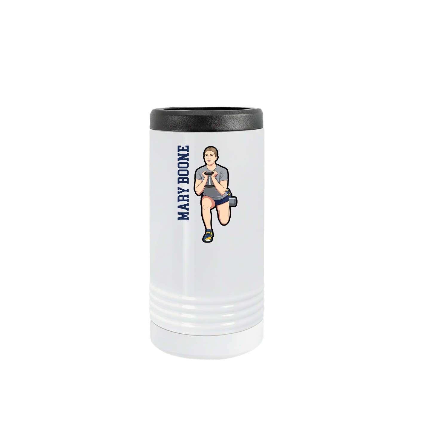 Slim Beverage Holder — Name Vertical in White