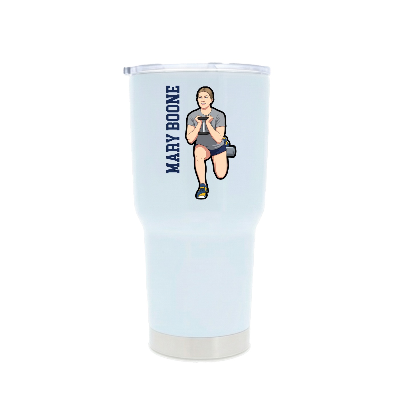 30oz Stainless Steel Tumbler — Name Vertical in White