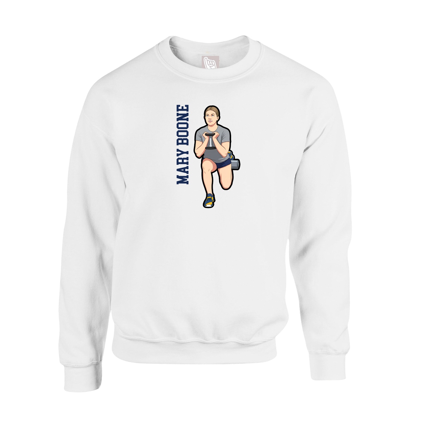 Fleece Crew — Name Vertical in White
