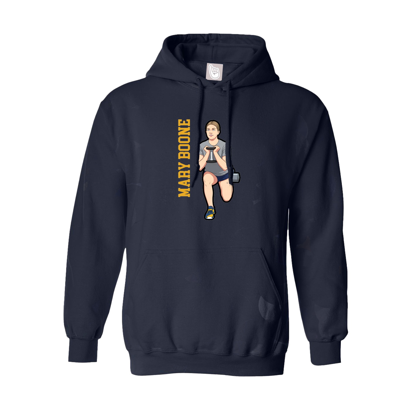 Youth Hoodie — Name Vertical in Navy