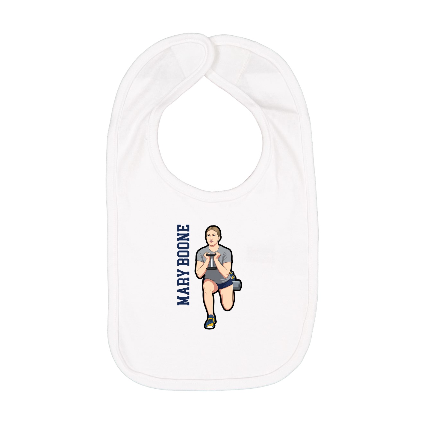 Infant Bib — Name Vertical in White