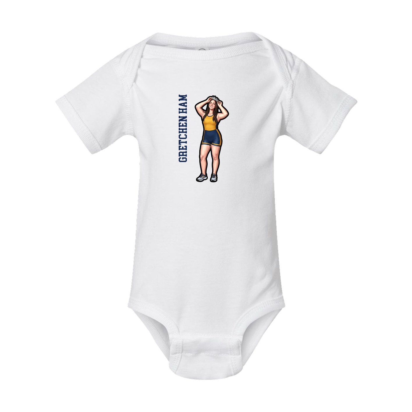 Baby Onesie — Name Vertical in White