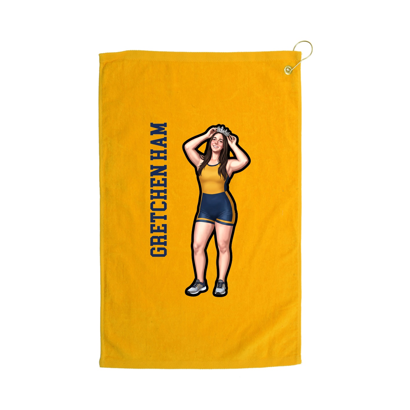 Golf Towel — Name Vertical in Gold