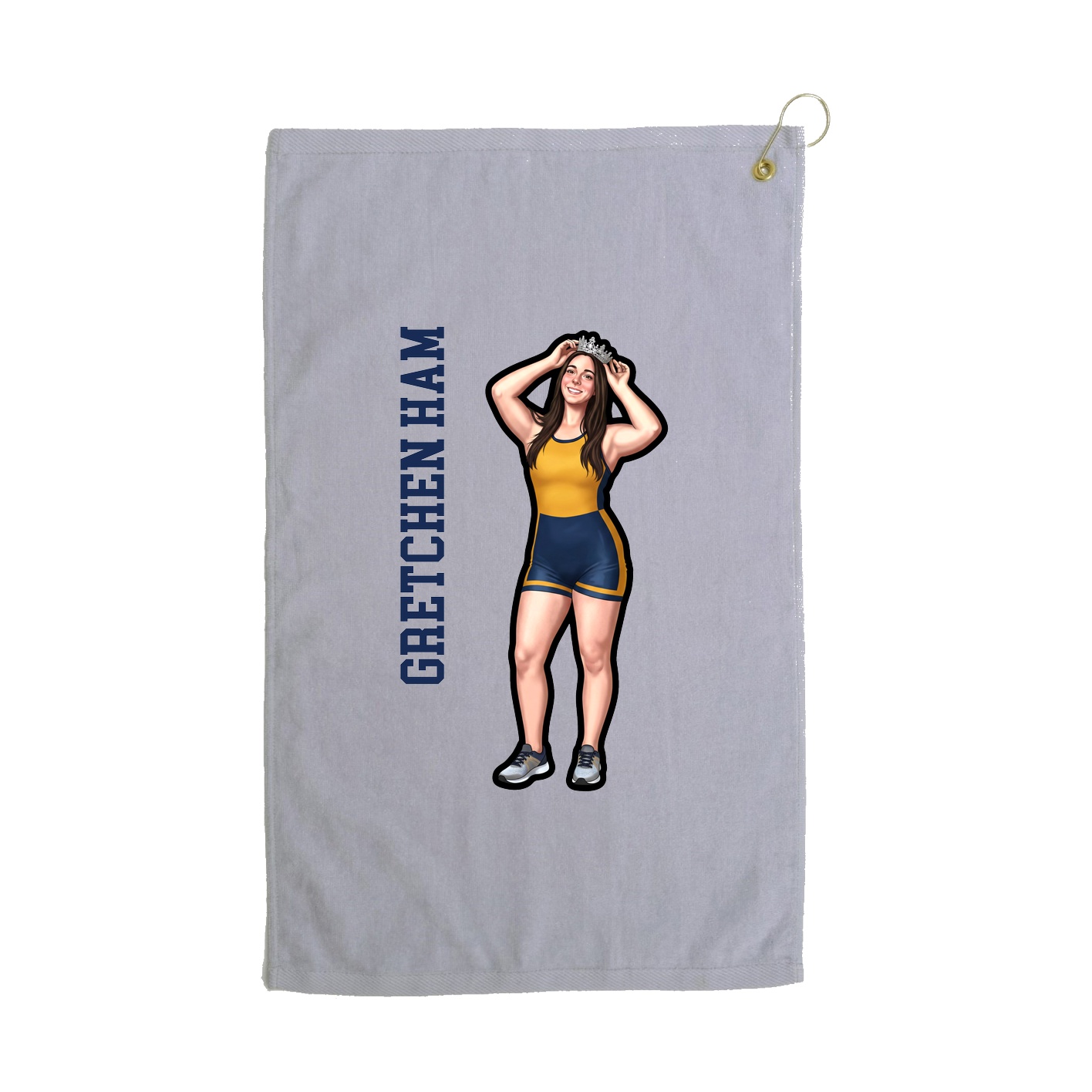 Golf Towel — Name Vertical in Grey