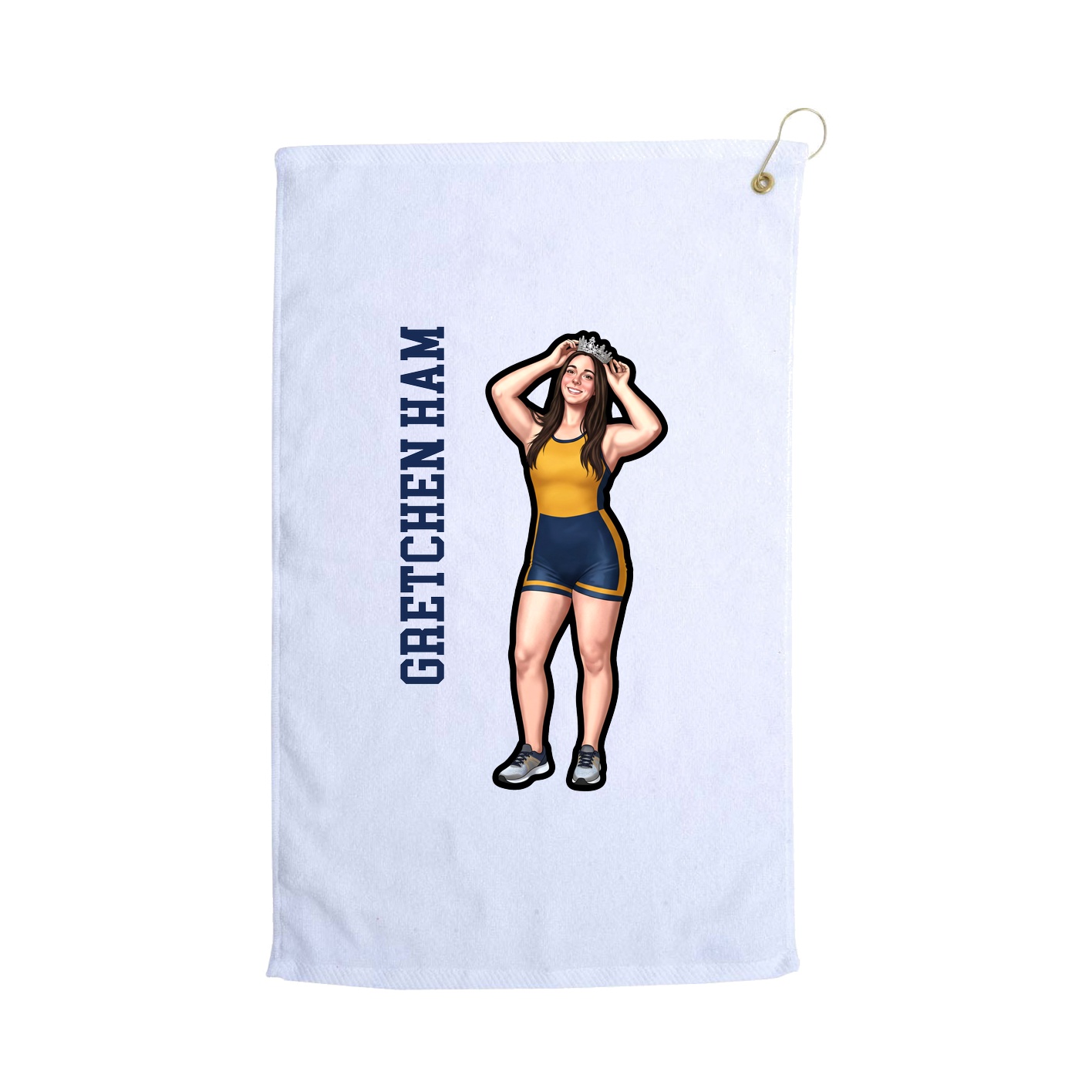 Golf Towel — Name Vertical in White