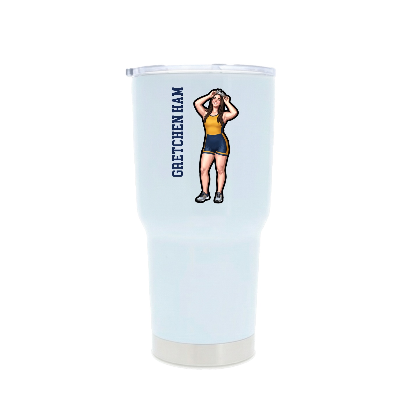 30oz Stainless Steel Tumbler — Name Vertical in White