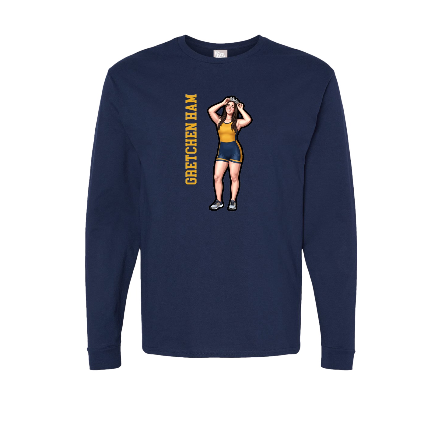 Long Sleeve Tee — Name Vertical in Navy