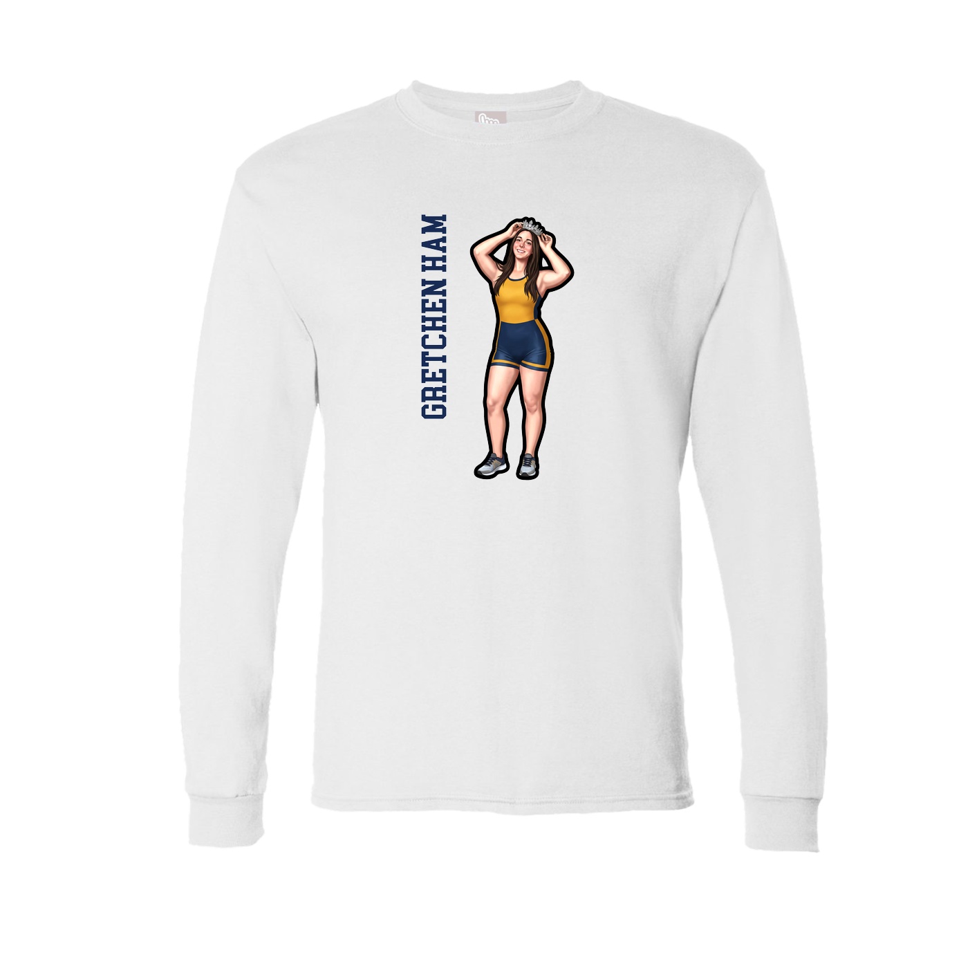 Long Sleeve Tee — Name Vertical in White