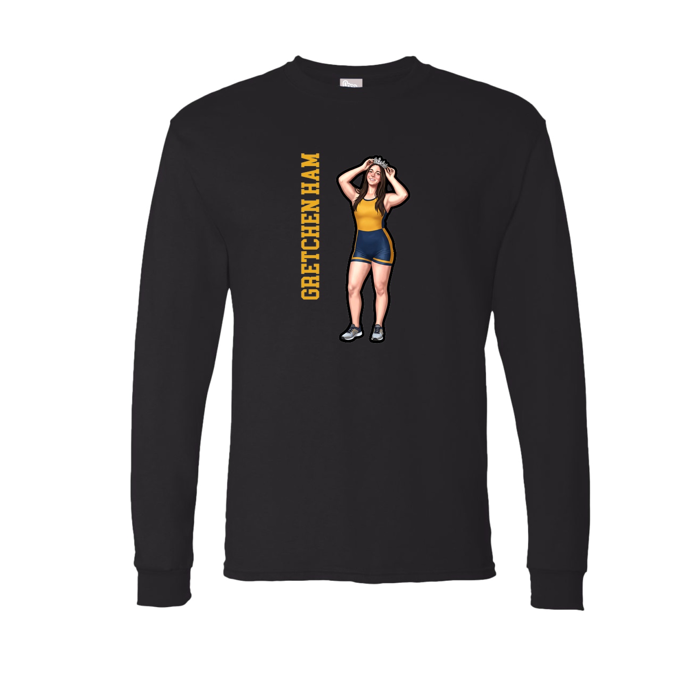 Long Sleeve Tee — Name Vertical in Black