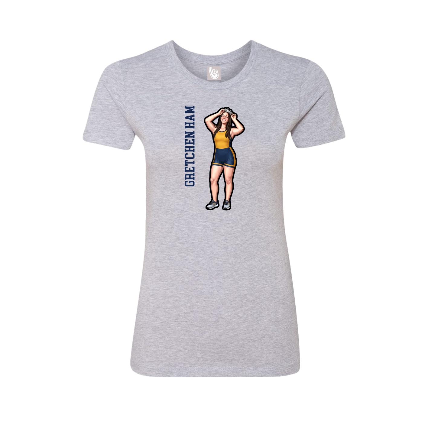Womens Tee — Name Vertical in Grey